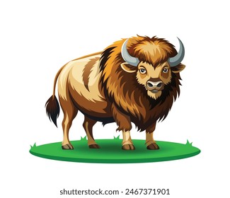 A cartoon bison is a strong, animated character known for its rugged build and shaggy coat. It symbolizes power and resilience, often featured in adventures in animated stories