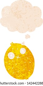 desenho animado limão amargo com bolha de pensamento no grunge angustiado estilo texturizado retro
