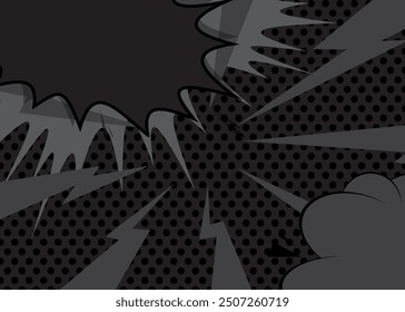 Cartoon black background, comic book dark backdrop. Retro vector comics pop art design.
