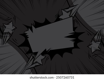 Cartoon black background, comic book dark backdrop. Retro vector comics pop art design.