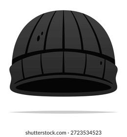 Ilustração isolada de vetor de chapéu de gorro preto de desenhos animados
