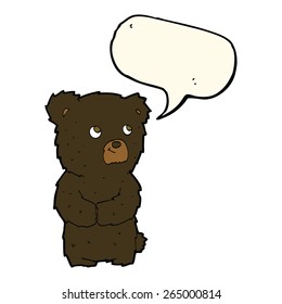 caricatura de oso negro con burbuja de habla