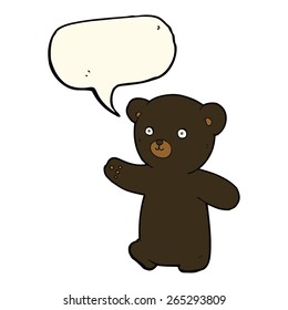 caricatura de oso negro con burbuja de habla