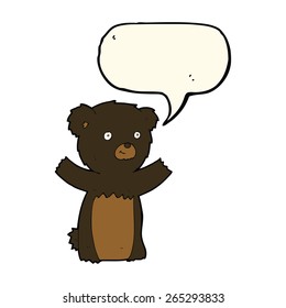 cartoon black bear cub with speech bubble