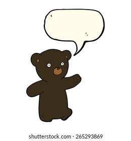 cartoon black bear cub with speech bubble