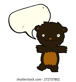 caricatura de oso negro con burbuja de habla