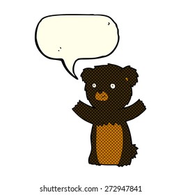 caricatura de oso negro con burbuja de habla