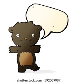 cartoon black bear cub with speech bubble