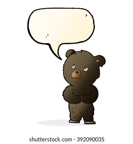 cartoon black bear cub with speech bubble