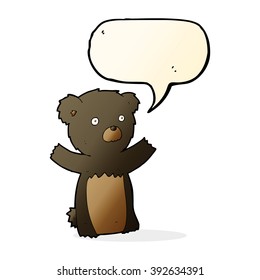 caricatura de oso negro con burbuja de habla