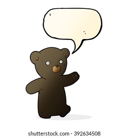 caricatura de oso negro con burbuja de habla