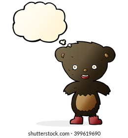 caricatura de oso negro con burbuja de pensamiento