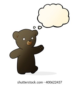 caricatura de oso negro con burbuja de pensamiento