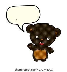 caricatura de oso negro agarrando con burbuja de habla