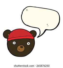 cartoon black bear face with speech bubble