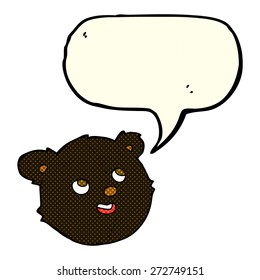 cartoon black bear face with speech bubble