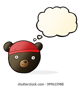 cartoon black bear face with thought bubble