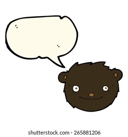 cartoon black bear head with speech bubble