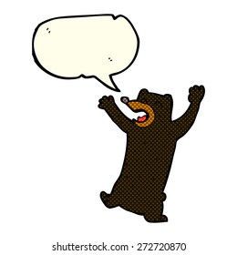 cartoon black bear with speech bubble