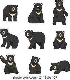 Cartoon Black Bear Vector Illustration