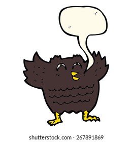 cartoon black bird with speech bubble