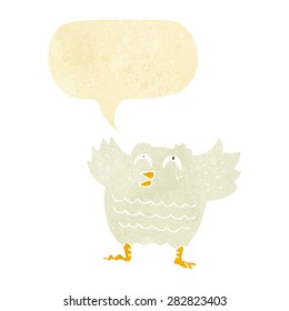 pájaro negro de dibujos animados con burbuja de habla