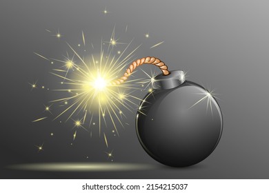 Cartoon black bomb ready to explode.