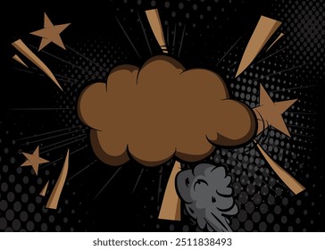 Cartoon black and brown background, comic book backdrop. Retro vector comics pop art design.