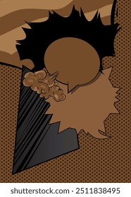 Cartoon black and brown background, comic book backdrop. Retro vector comics pop art design.
