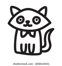 Cartoon black cat drawing. Simple and cute kitten silhouette