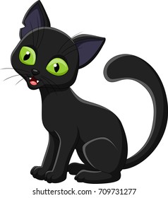 Cartoon black cat isolated on white background