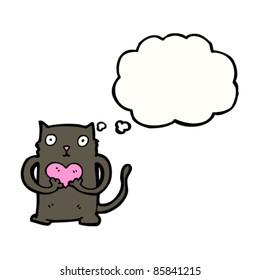 cartoon black cat with love heart