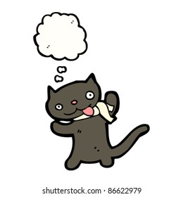 cartoon black cat in scarf