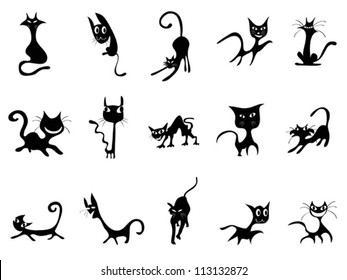 cartoon Black cat silhouettes