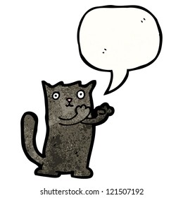 cartoon black cat with speech bubble