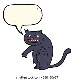 cartoon black cat with speech bubble