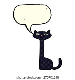 cartoon black cat with speech bubble