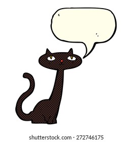 cartoon black cat with speech bubble