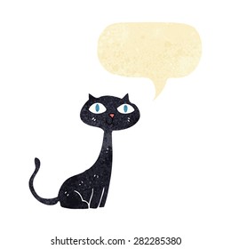cartoon black cat with speech bubble