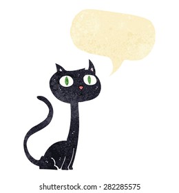 cartoon black cat with speech bubble
