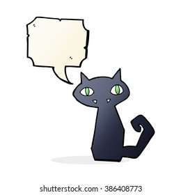 Cartoon-Schwarze Katze mit Sprachblase