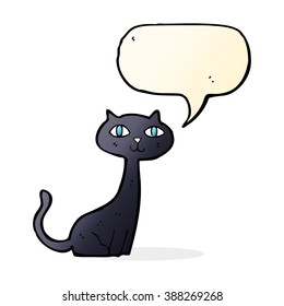 cartoon black cat with speech bubble