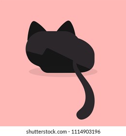 Cartoon Black Cat Touchy Emotion Pink Background Vector Image
