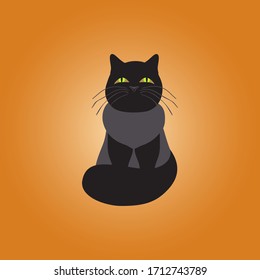 Cartoon black cat. Vector illustration