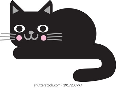 Cartoon black cat. Vector illustration isolated on white background