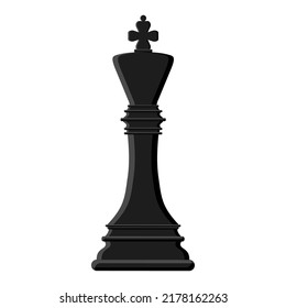 Cartoon black chess king isolated on white background. Chess icons. Vector illustration for design.