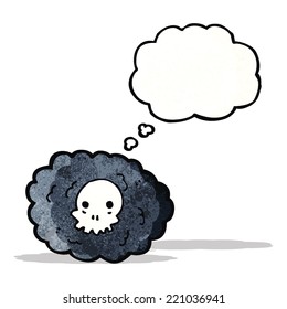 cartoon black cloud with skull
