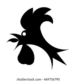 Cartoon black crow cock on white background. Vector icon.