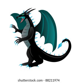 Cartoon black dragon. Vector illustration
