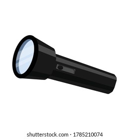 Cartoon black flashlight, vector illustration